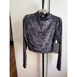 NWT Lululemon All Aligned Mock Neck Long Sleeve Crushed Velvet – Size 10 – Black